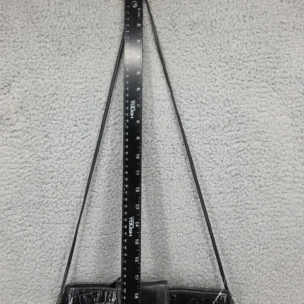 Vintage Etienne Aigner‎ Black Croc Embossed Leather Crossbody Bag Shoulder Purse